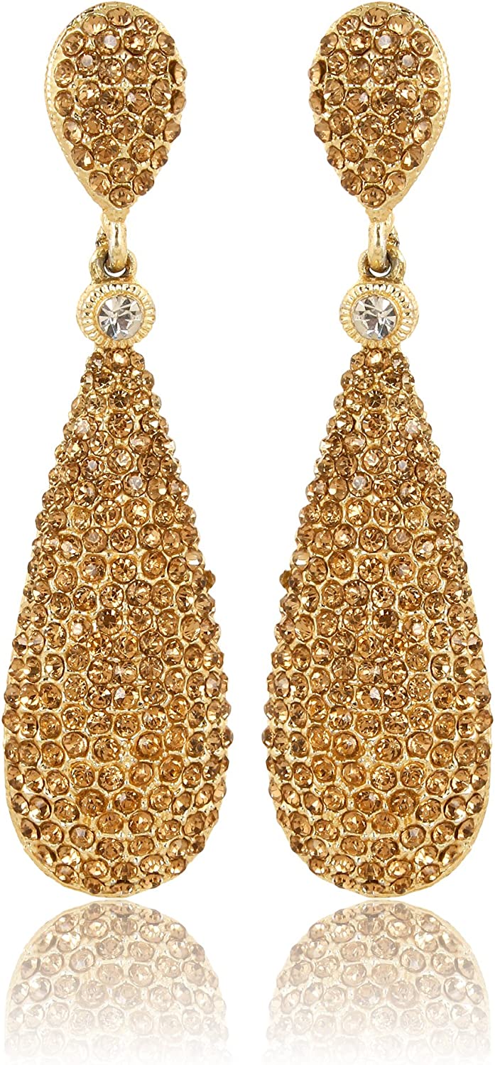 230816065248847_1 Moonstruck Costume Jewelry Women's Champagne Diamond Golden Dangle Drop Earrings - Image 1